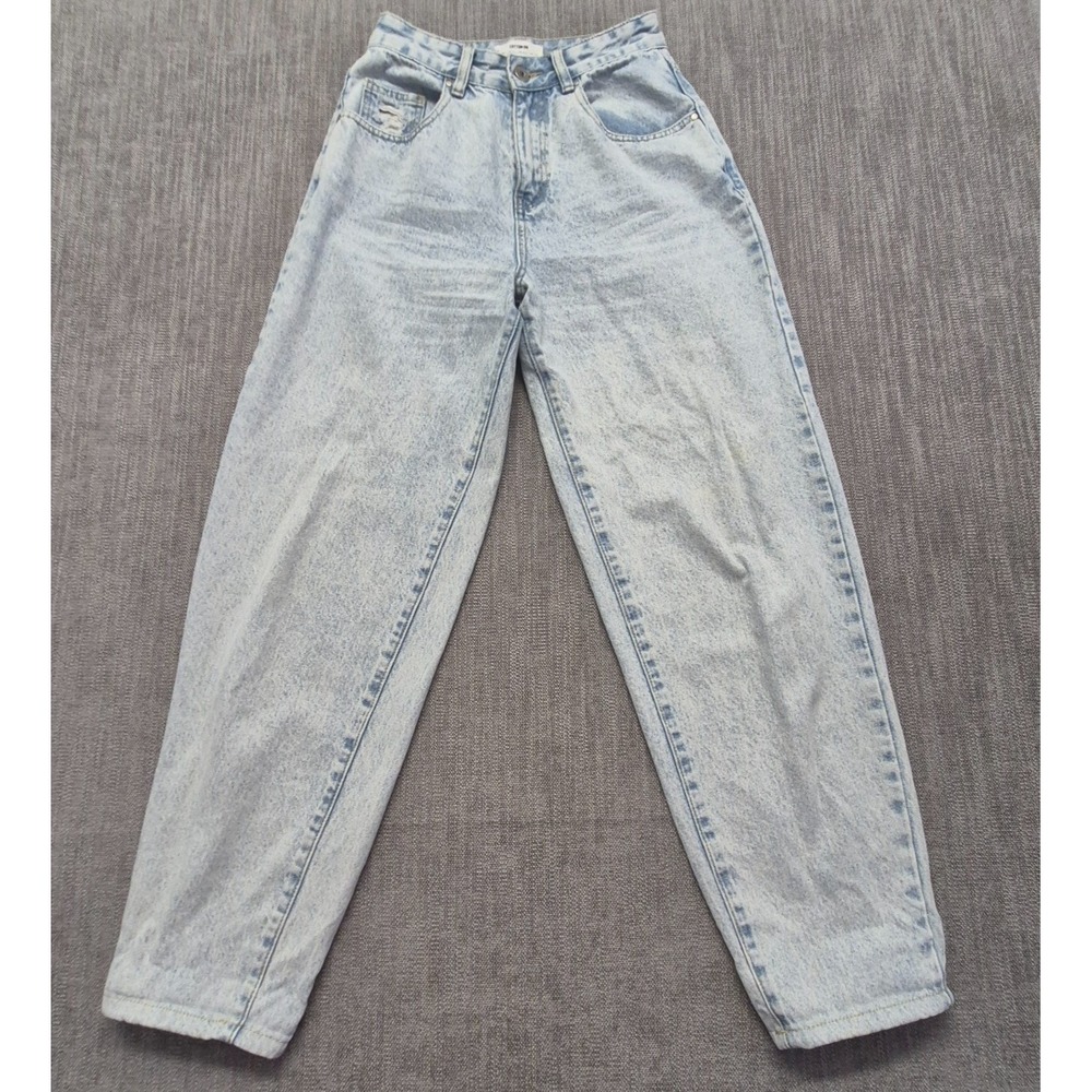 Cotton: On Slouch Mom Jeans Women's US 2 Light Wash High Rise 100% Cotton 90's